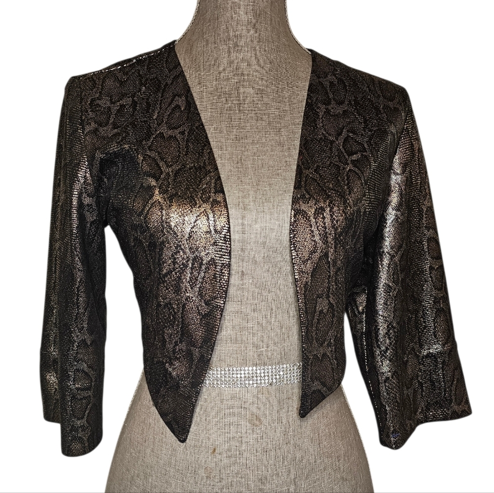 Cache Metallic Snakeskin Cropped Jacket - Vintage… - image 1